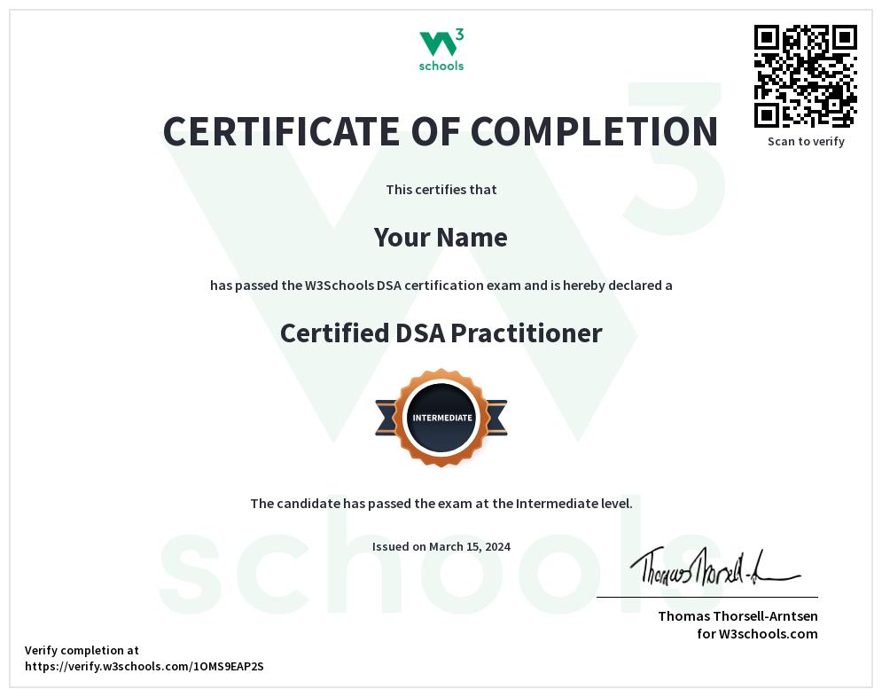 DSA Certificate