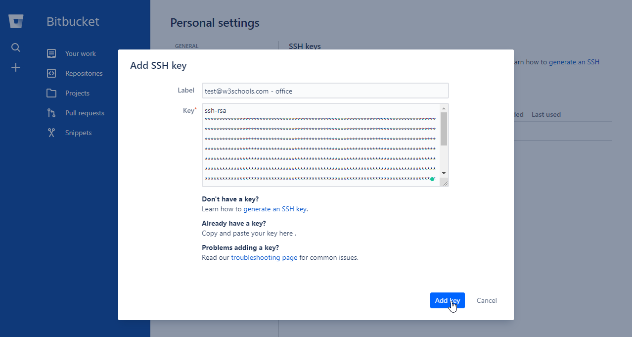 Git Bitbucket Add Ssh