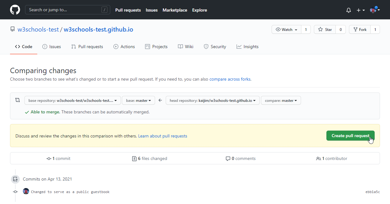 GitHub Fork Create Pull Request