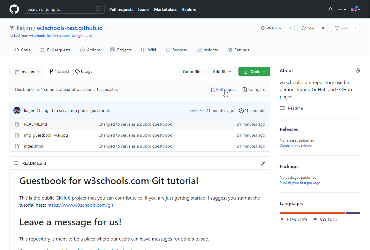 GitHub Fork Pull Request