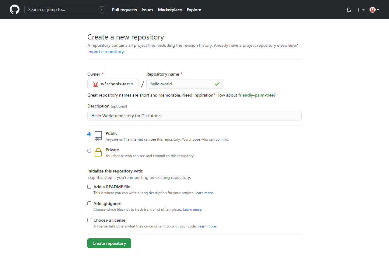 GitHub Create New Repo