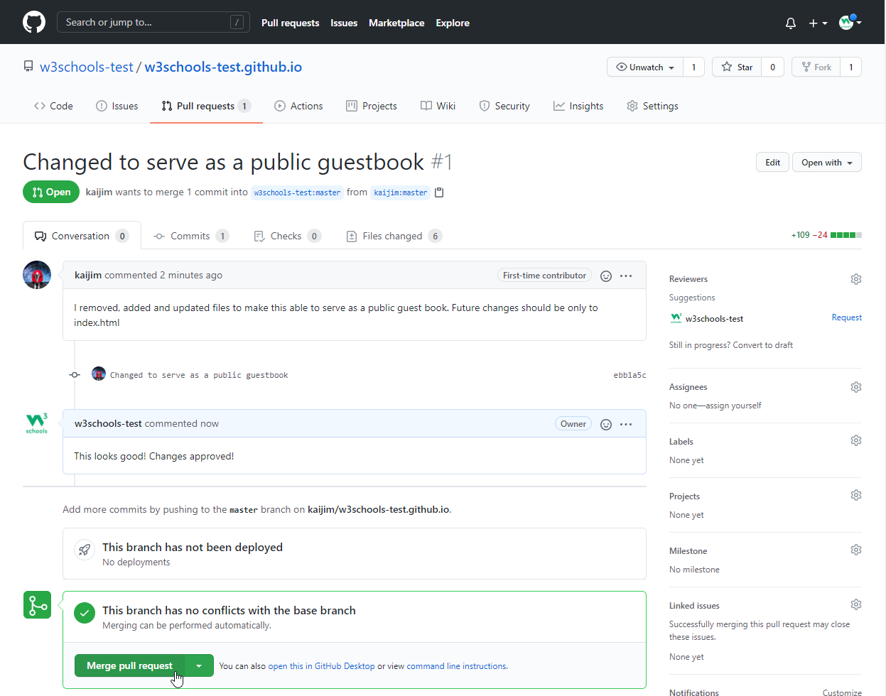 GitHub Pull Request Merge