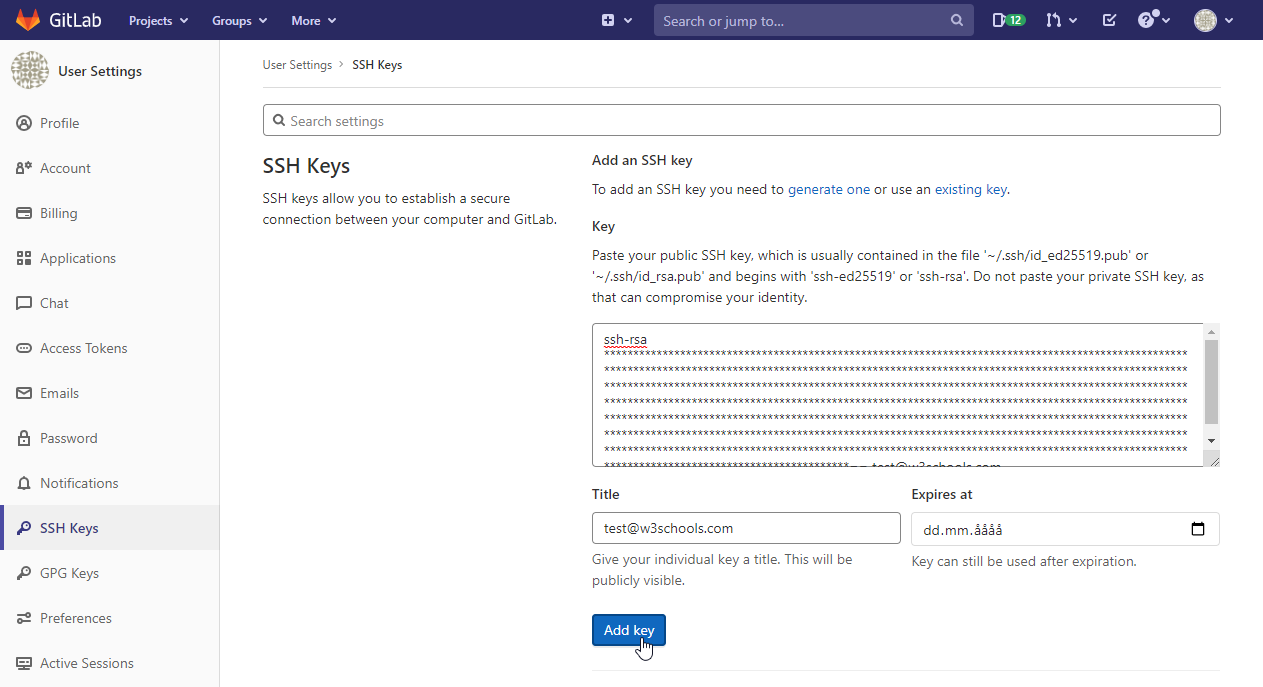 Git GitLab Add SSH