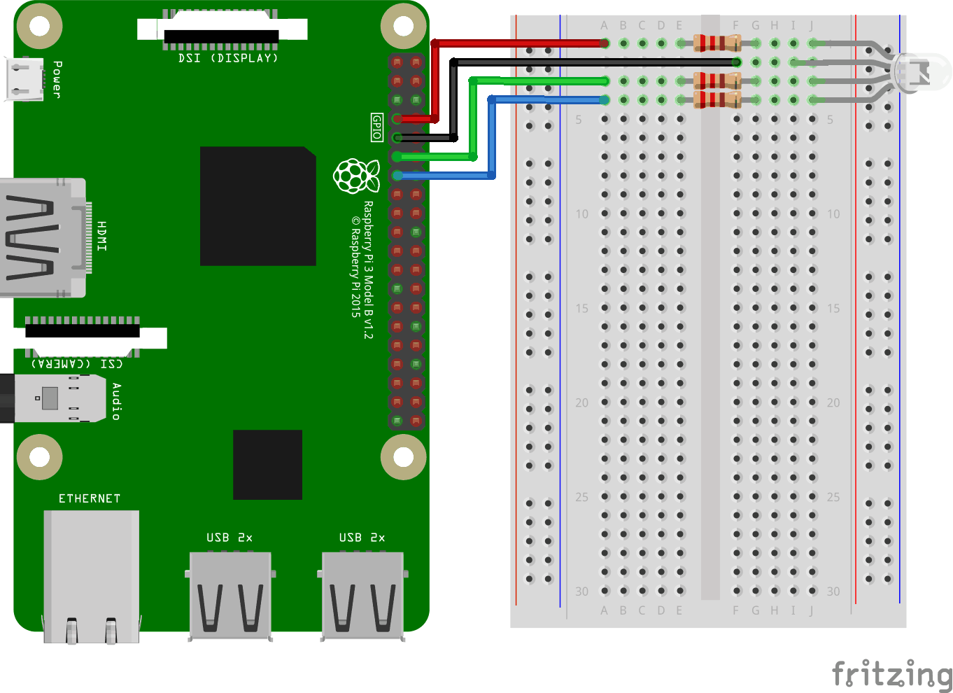 led cathode and anode breadboard